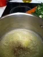 "preparation of a vegetables velouté ; a French cream of vegetable soup"