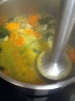 "preparation of a vegetables velouté ; a French cream of vegetable soup"