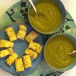 "vegetables velouté and garlic bread ; a French cream of vegetable soup"